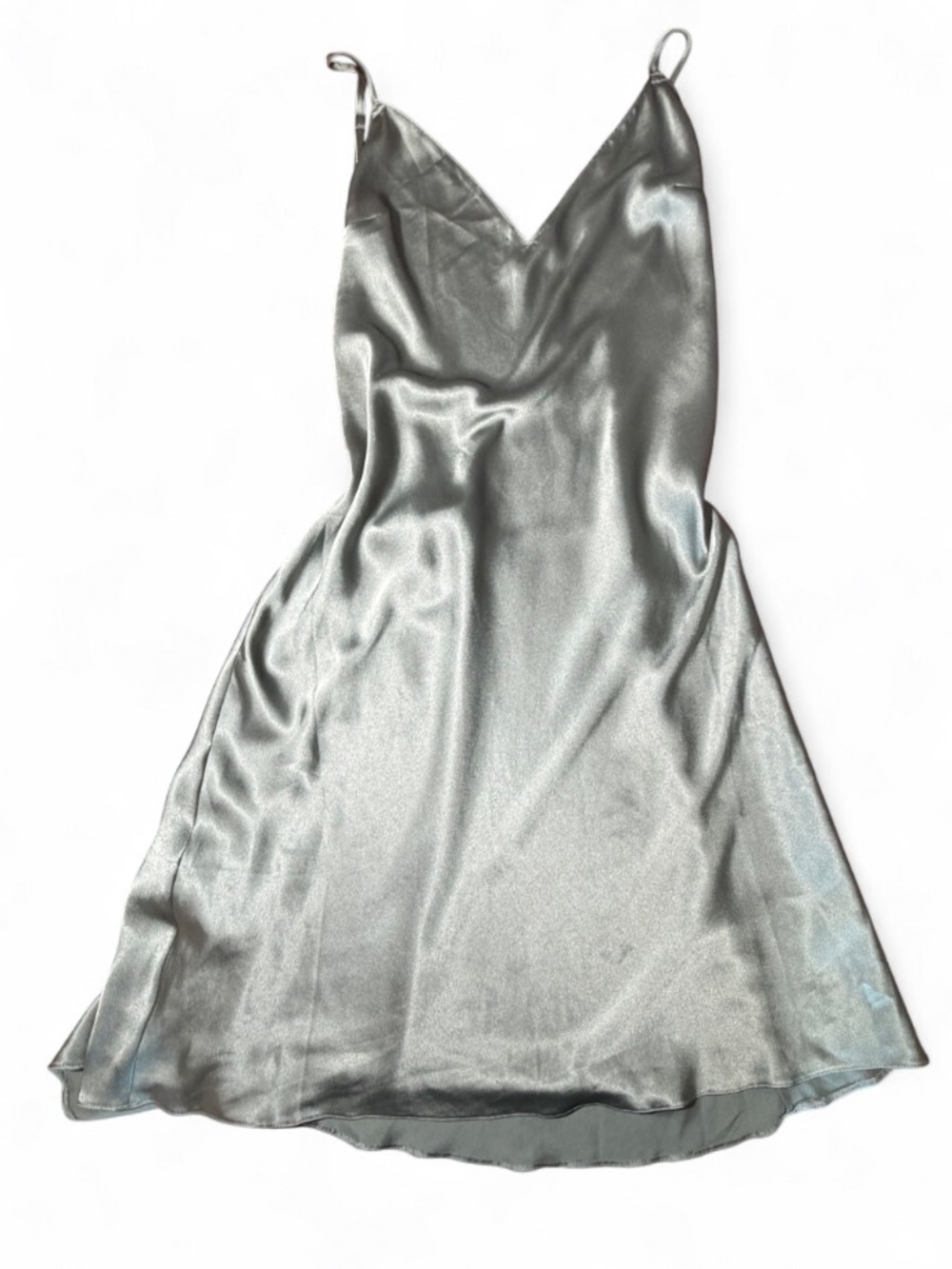 Victoria’s Secret Satin Slip Mini Dress Sage Green V Neck L Y2K - Picture 2 of 4